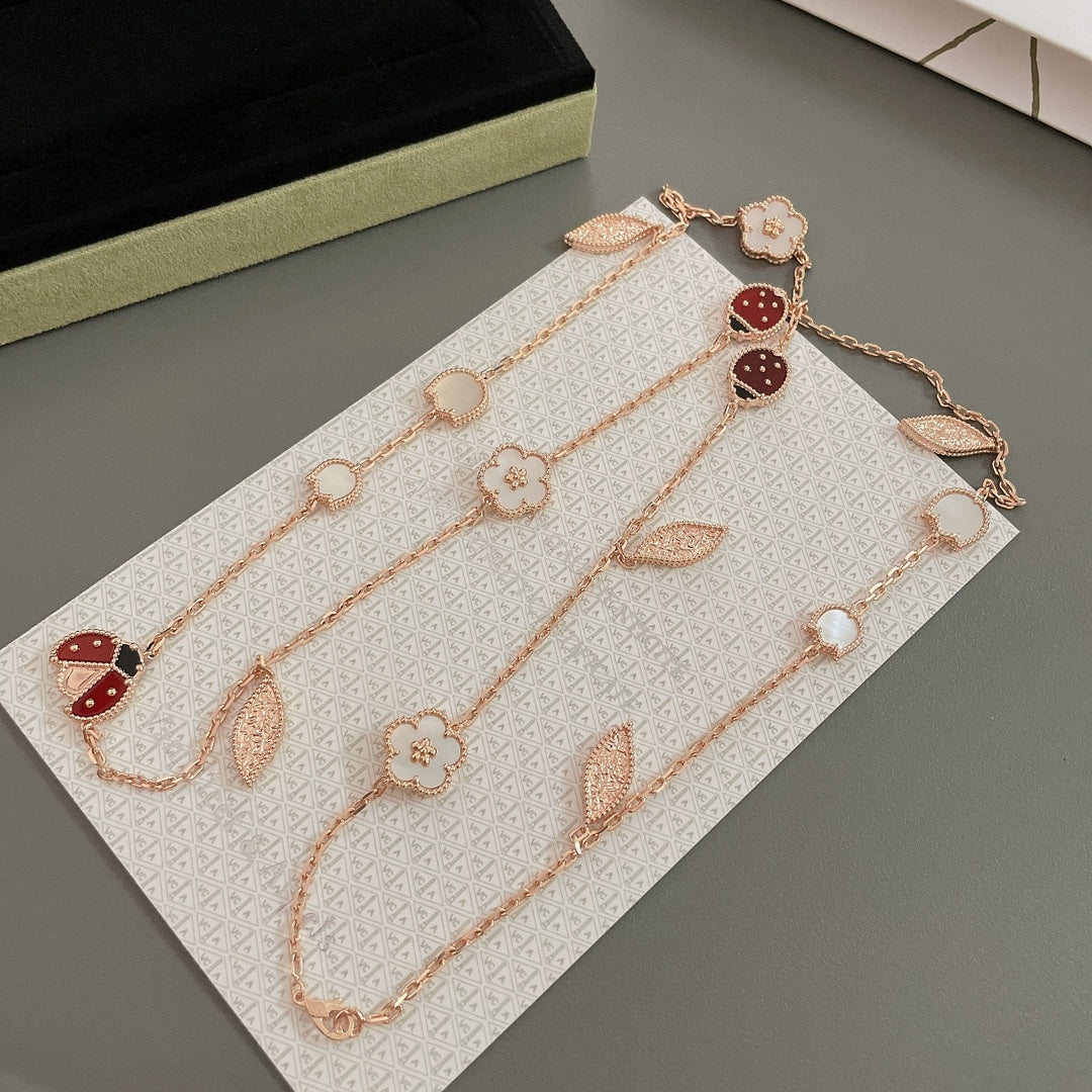 [Clover Jewelery]LUCKY SPRING 15 MOTIFS ROSE GOLD NECKLACE