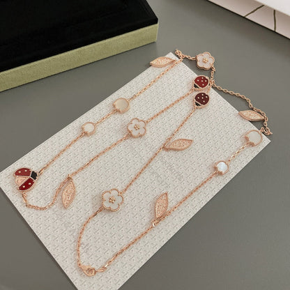 [Clover Jewelery]LUCKY SPRING 15 MOTIFS ROSE GOLD NECKLACE