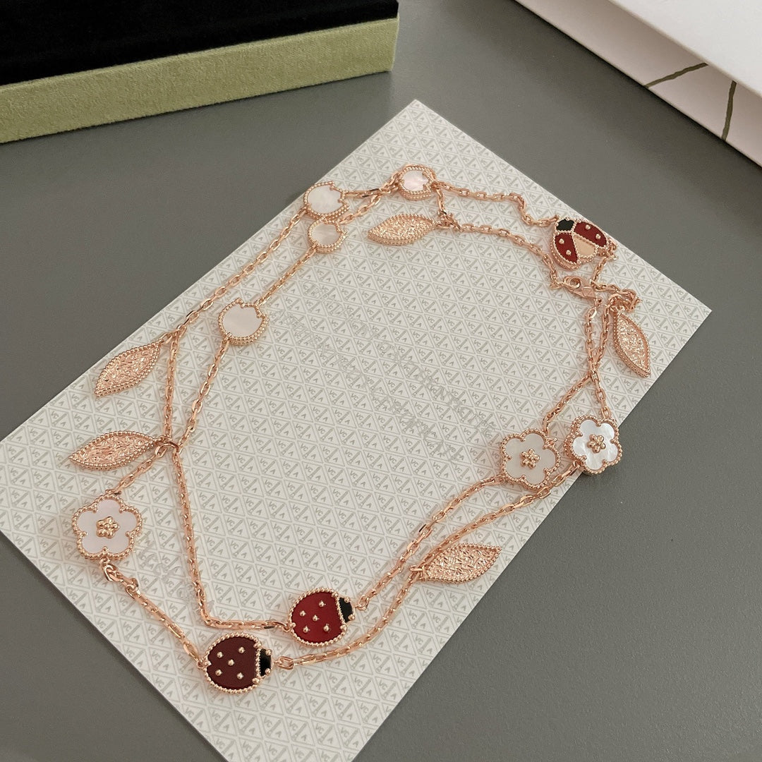 [Clover Jewelery]LUCKY SPRING 15 MOTIFS ROSE GOLD NECKLACE