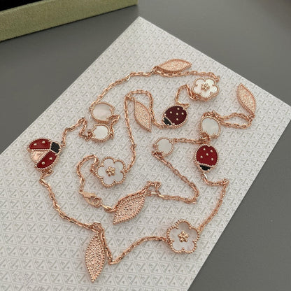 [Clover Jewelery]LUCKY SPRING 15 MOTIFS ROSE GOLD NECKLACE
