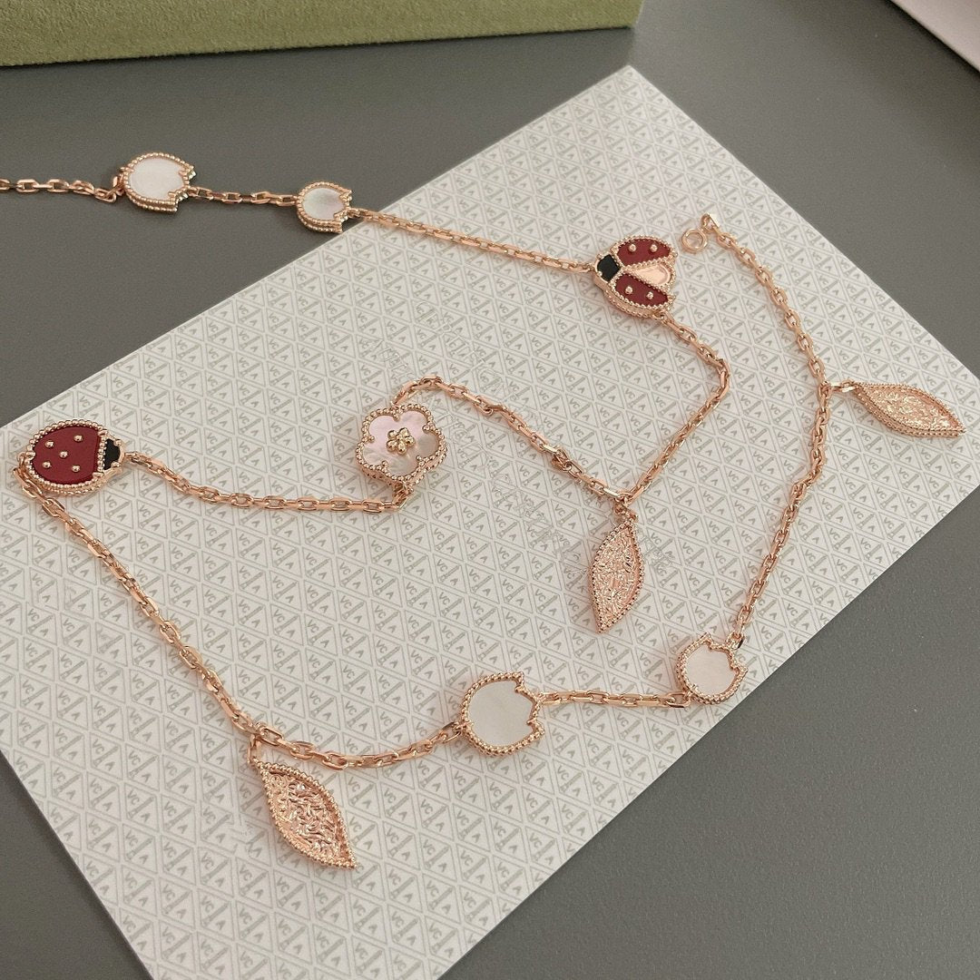 [Clover Jewelery]LUCKY SPRING 15 MOTIFS ROSE GOLD NECKLACE