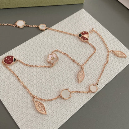 [Clover Jewelery]LUCKY SPRING 15 MOTIFS ROSE GOLD NECKLACE