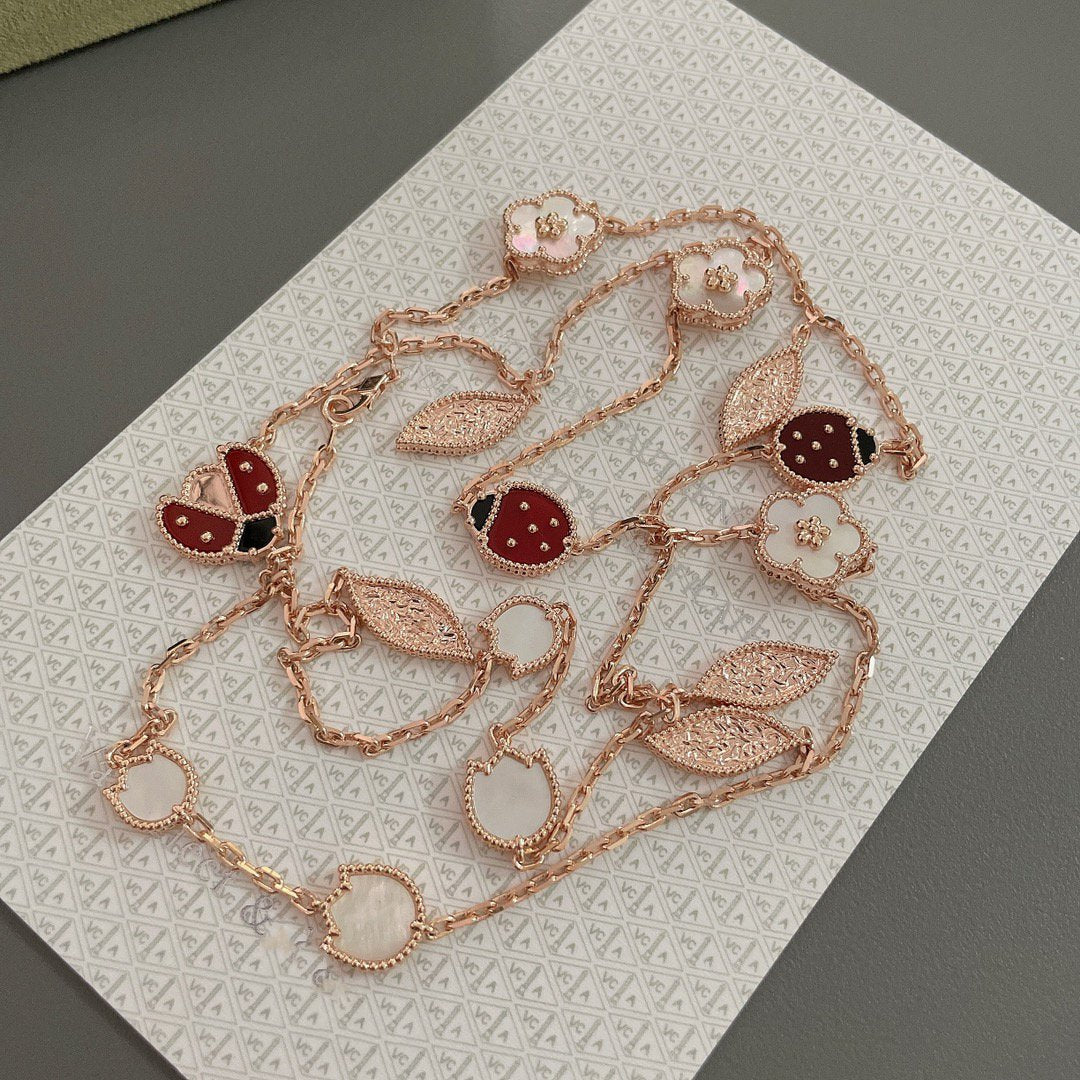 [Clover Jewelry]LUCKY SPRING 15 MOTIFS ROSE GOLD NECKLACE