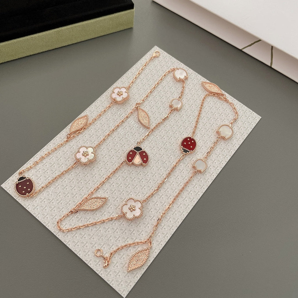 [Clover Jewelry]LUCKY SPRING 15 MOTIFS ROSE GOLD NECKLACE