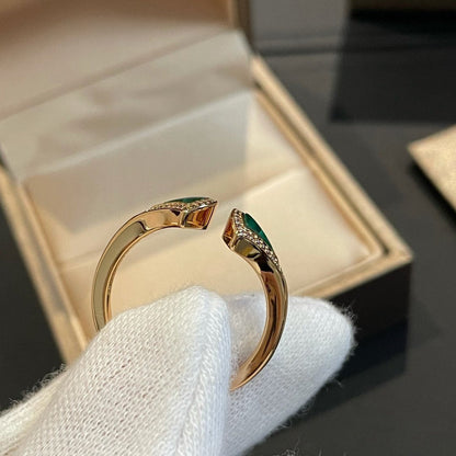 [Clover Jewelery]DREAM MALACHITE DIAMOND OPEN RING