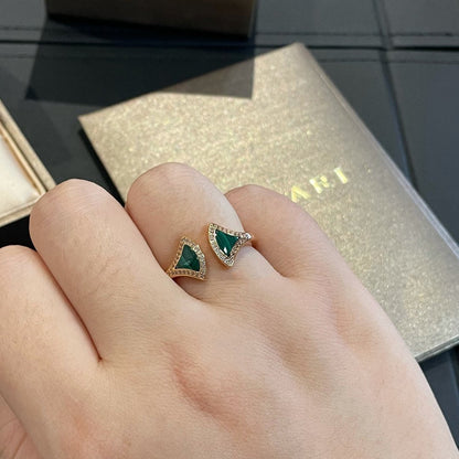 [Clover Jewelery]DREAM MALACHITE DIAMOND OPEN RING