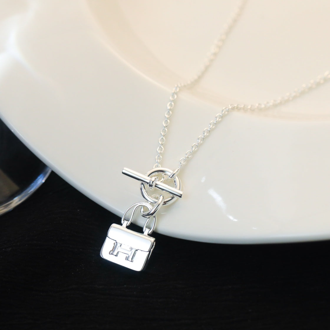 [Clover Jewelery]POP H PEDANT SILVER NECKLACE