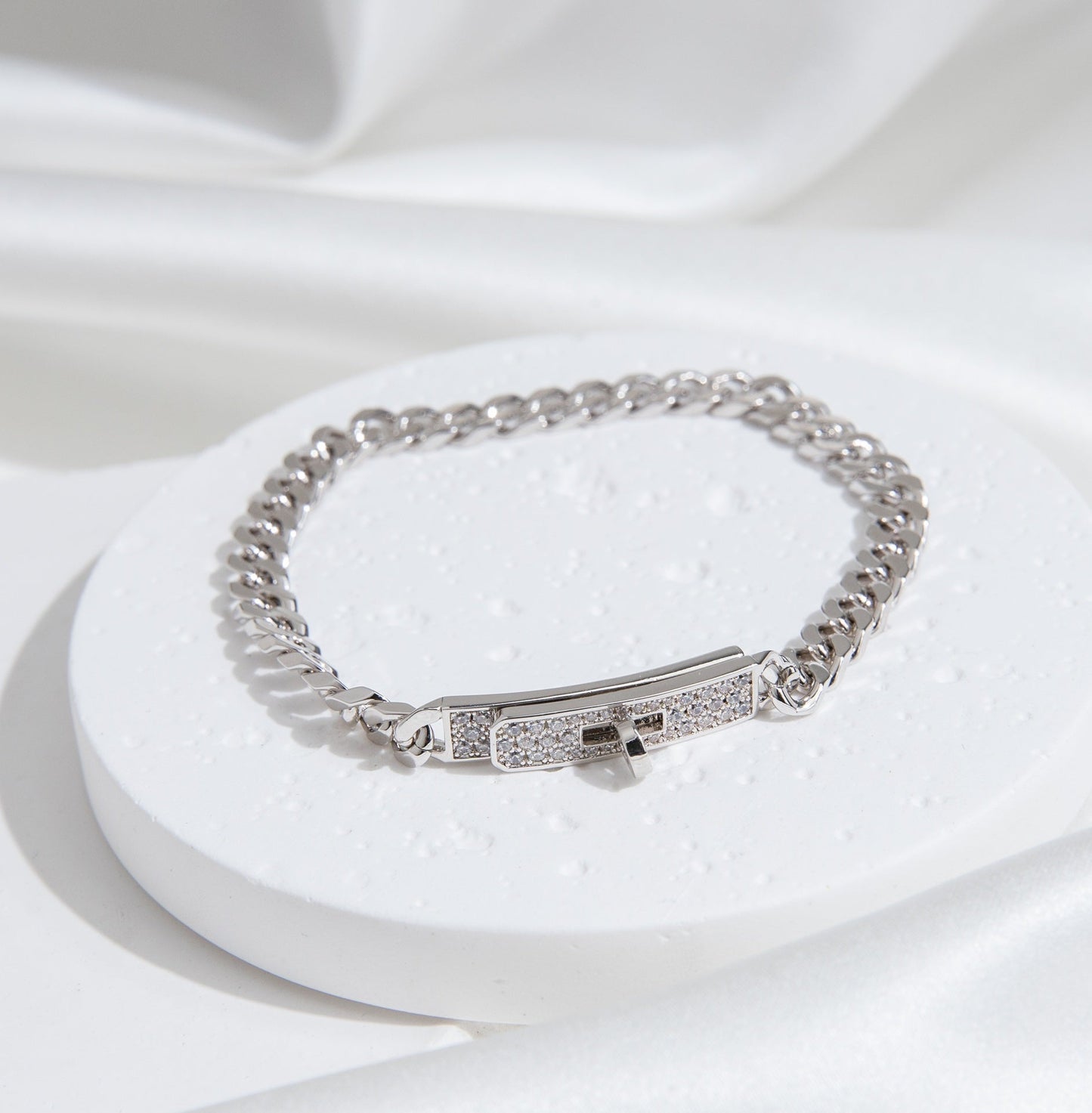 [Clover Jewelery]KELLY CHAIN SILVER DIAMOND BRACELET