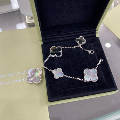 [Clover Jewelery]CLOVER 5 MOTIFS SIVLER DARK MOP BRACELET