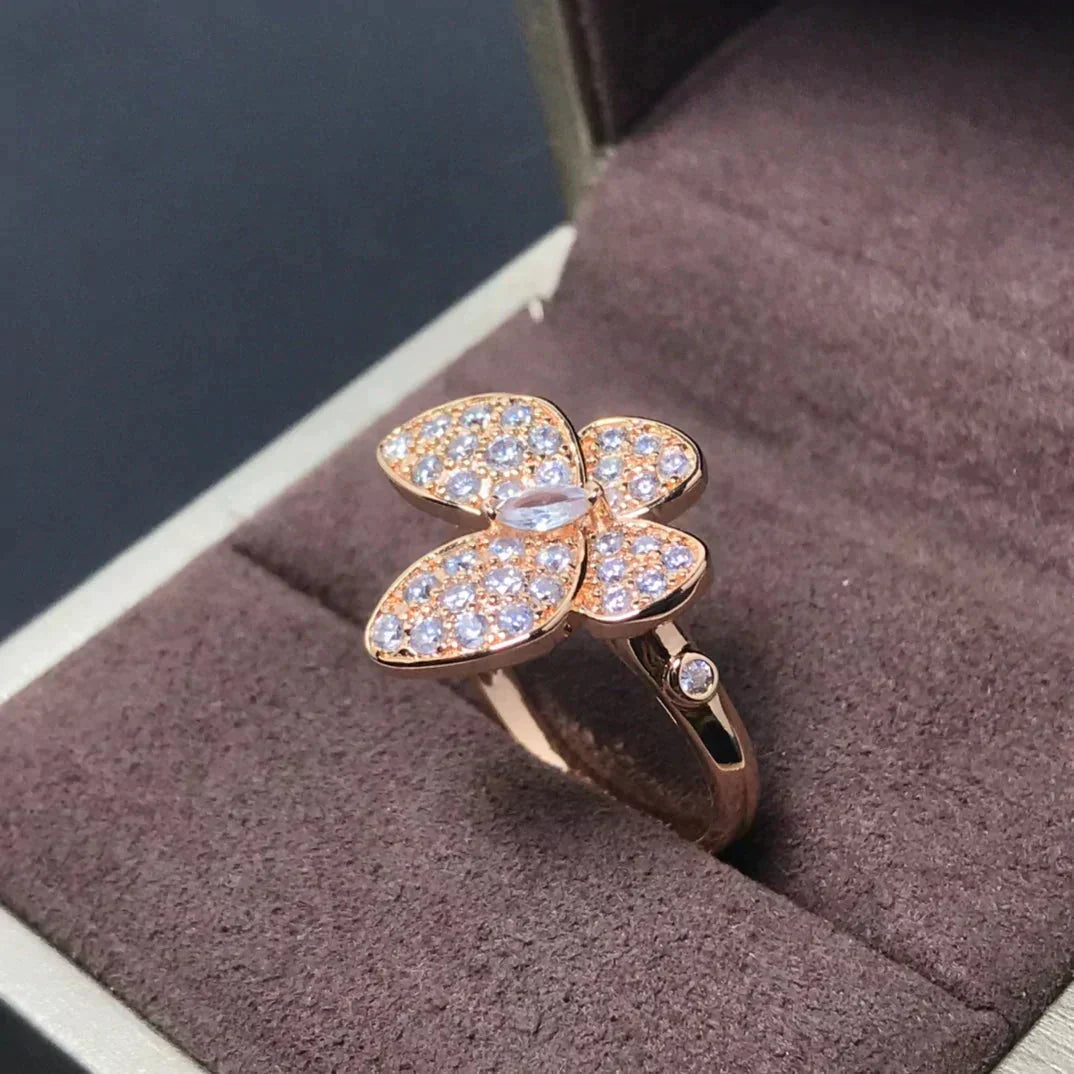 [Clover Jewelery]BUTTERFLY PINK GOLD DIAMOND RING