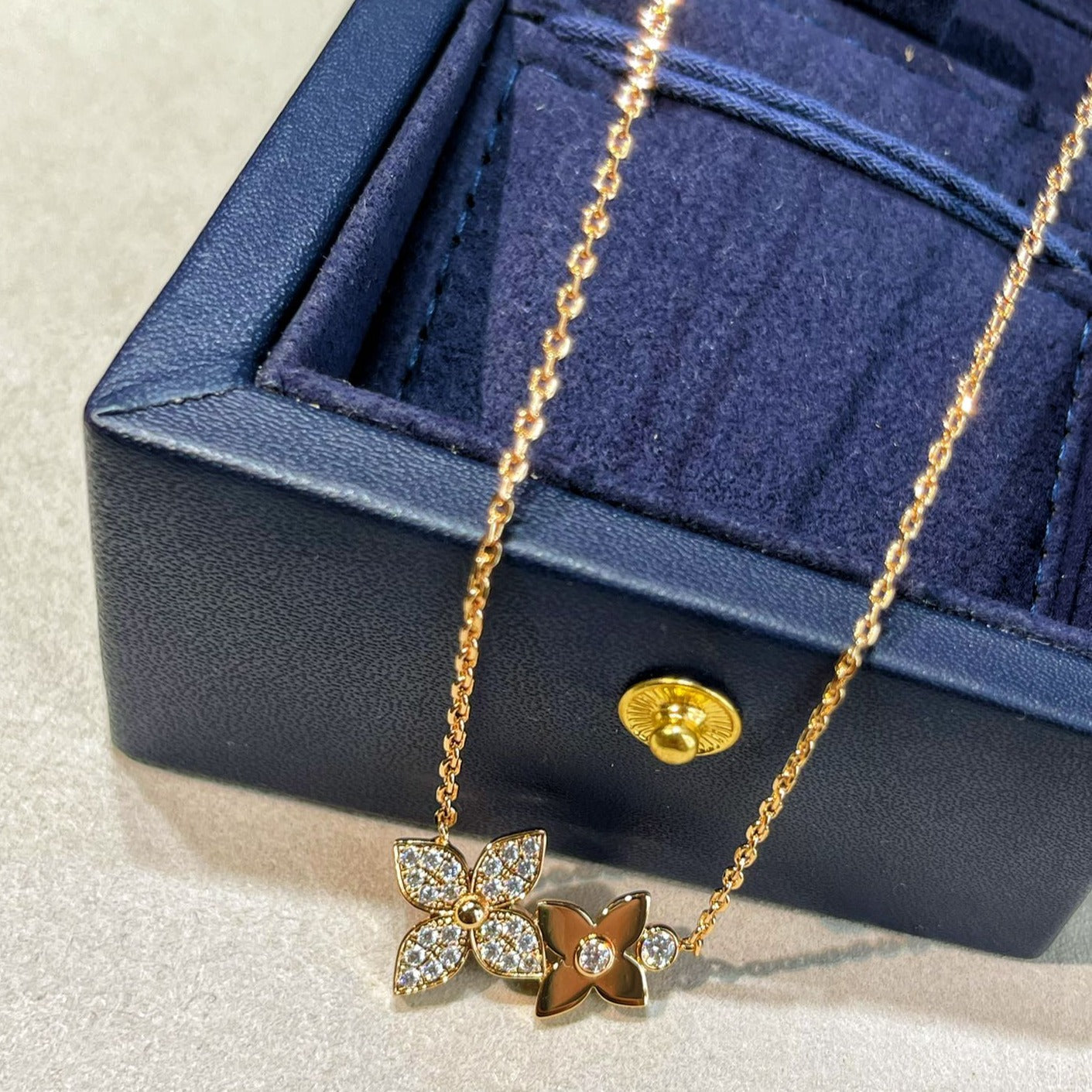 [Clover Jewelry]STAR BLOSSOM NECKLACE PINK GOLD DIAMONDS