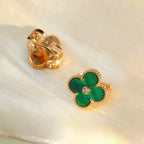 [Clover Jewelry]CLOVER MEDIUM 1 MOTIFS MALACHITE DIAMOND EARRINGS