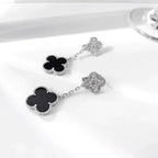 [Clover Jewelry]CLOVER 2 MOTIVE  DIAMANT ONYX OHRRINGE SILBER