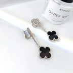 [Clover Jewelry]CLOVER 2 MOTIVE  DIAMANT ONYX OHRRINGE SILBER