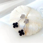 [Clover Jewelry]CLOVER 2 MOTIVE  DIAMANT ONYX OHRRINGE SILBER