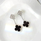 [Clover Jewelry]CLOVER 2 MOTIVE  DIAMANT ONYX OHRRINGE SILBER