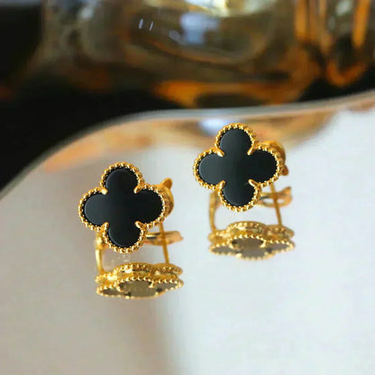 [Clover Jewelery]CLOVER MEDIUM 1 MOTIFS  ONYX STUD EARRINGS