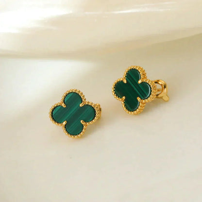 [Clover Jewelery]CLOVER MEDIUM 1 MOTIFS MALACHITE  EARRINGS