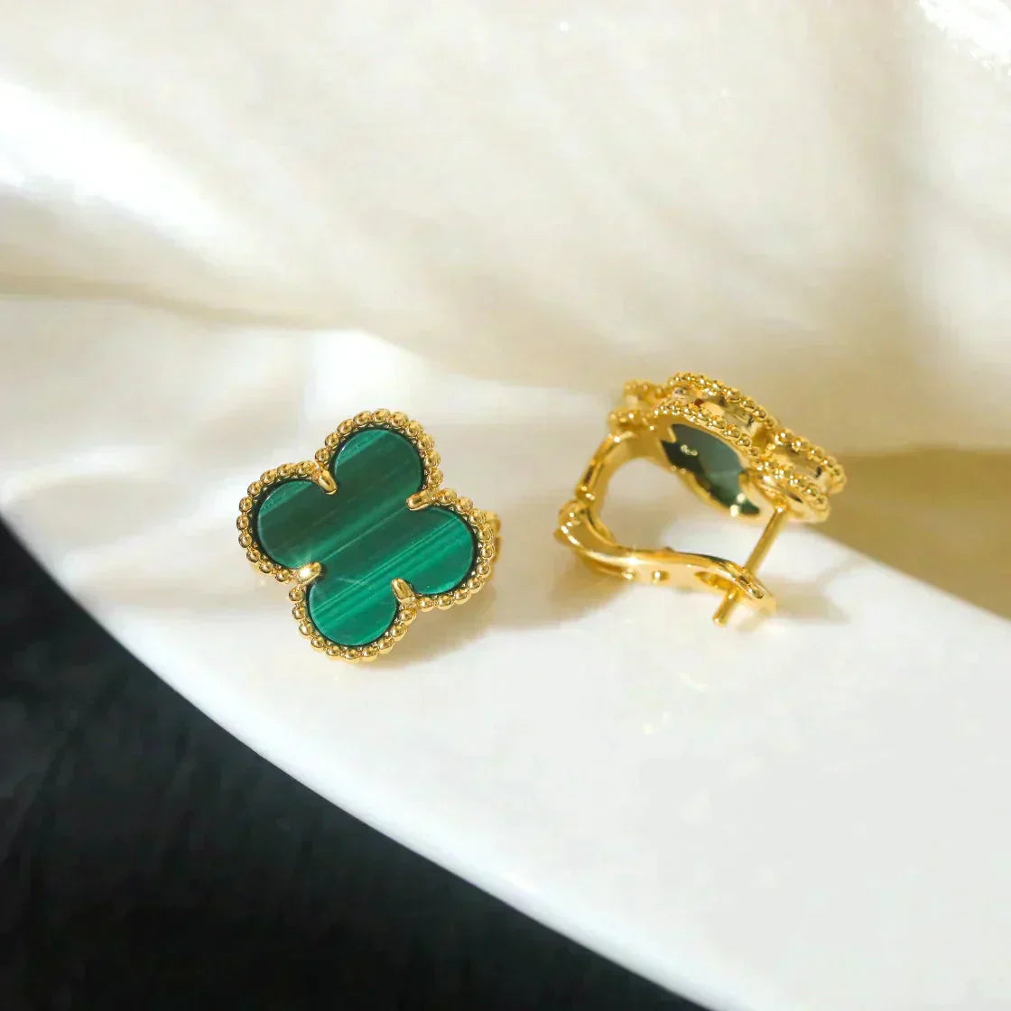 [Clover Jewelery]CLOVER MEDIUM 1 MOTIFS MALACHITE  EARRINGS
