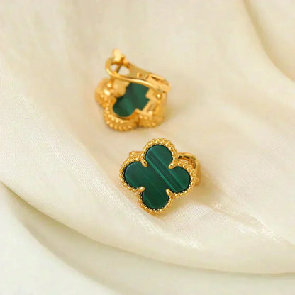 [Clover Jewelery]CLOVER MEDIUM 1 MOTIFS MALACHITE  EARRINGS