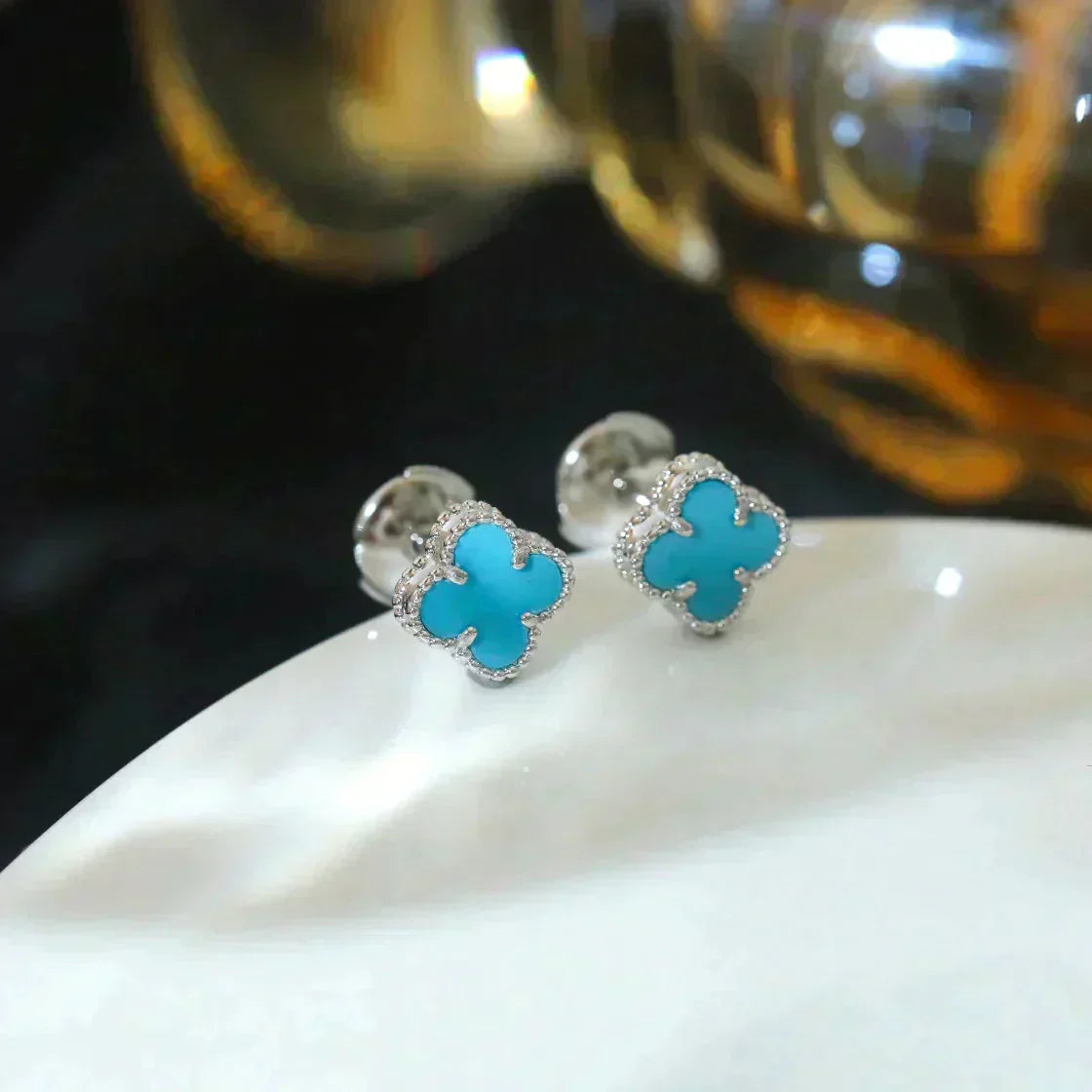 [Clover Jewelry]CLOVER MINI 9.5MM ONYX STECKER OHRRINGE SILBER