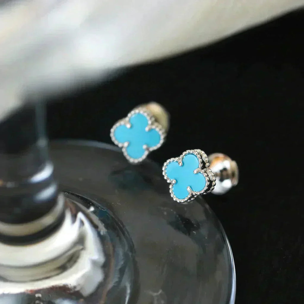 [Clover Jewelry]クローバーミニ 9.5MM オニキス スタッドピアス シルバー