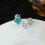 [Clover Jewelry]クローバーミニ 9.5MM オニキス スタッドピアス シルバー