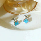 [Clover Jewelry]クローバーミニ 9.5MM オニキス スタッドピアス シルバー