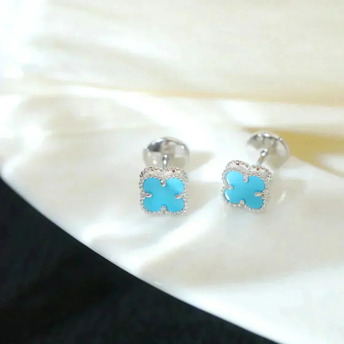[Clover Jewelry]CLOVER MINI 9.5MM ONYX STECKER OHRRINGE SILBER