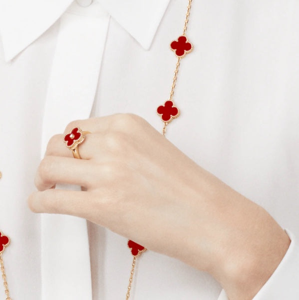 [Clover Jewelery]CLOVER CARNELIAN RING ROSE GOLD DIAMOND