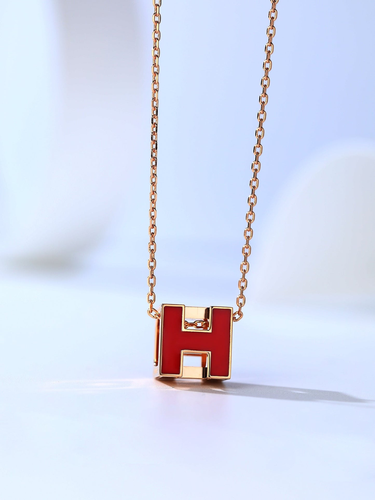 [Clover Jewelery]H CAGE PINK GOLD NECKLACE