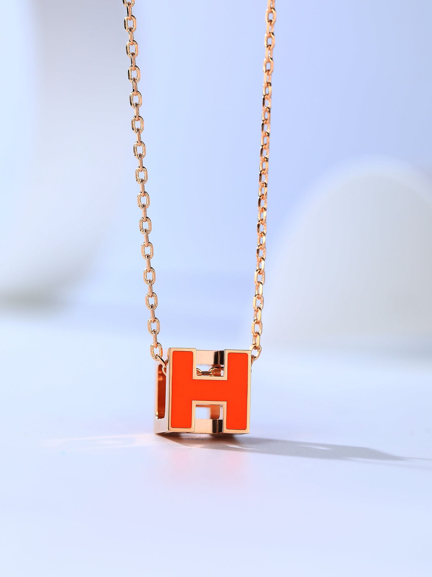 [Clover Jewelry]H CAGE PINK GOLD NECKLACE