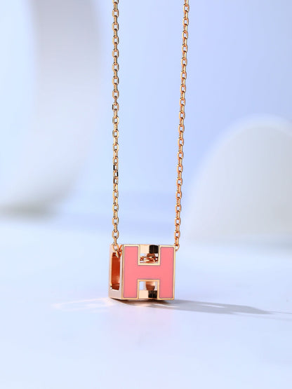 [Clover Jewelery]H CAGE PINK GOLD NECKLACE