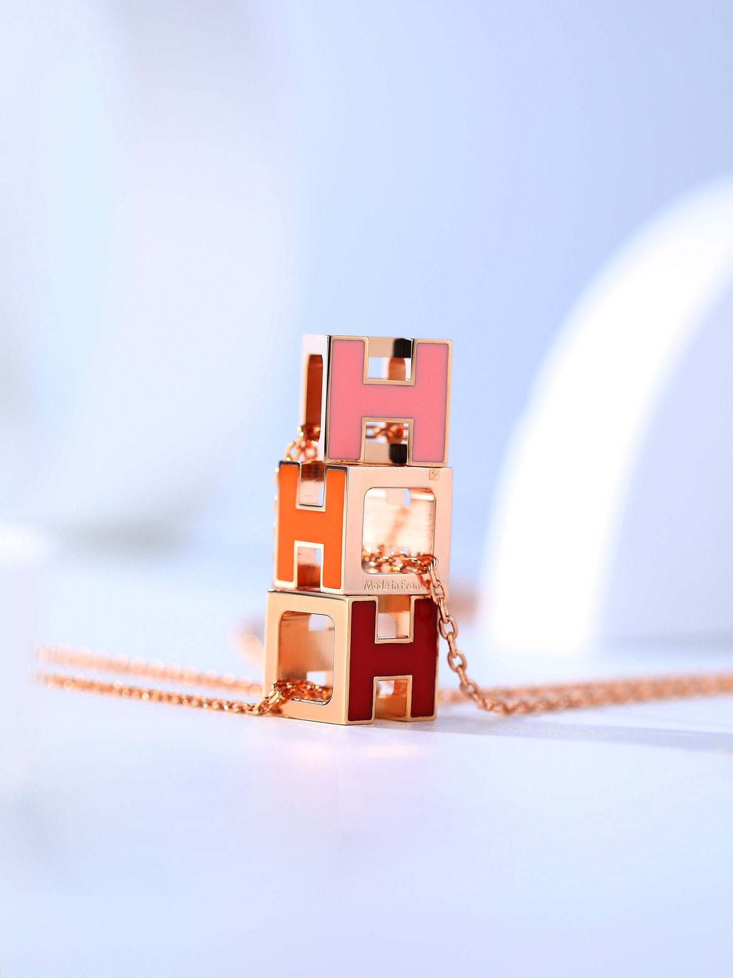 [Clover Jewelery]H CAGE PINK GOLD NECKLACE