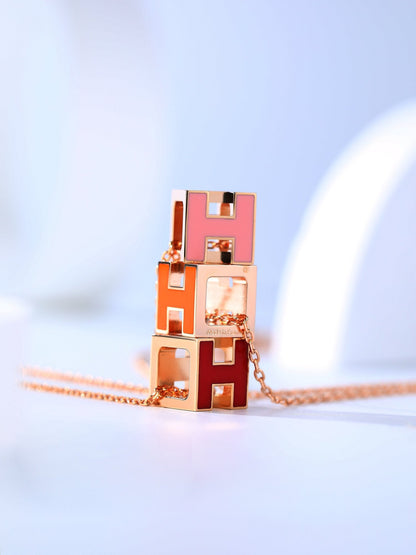 [Clover Jewelery]H CAGE PINK GOLD NECKLACE