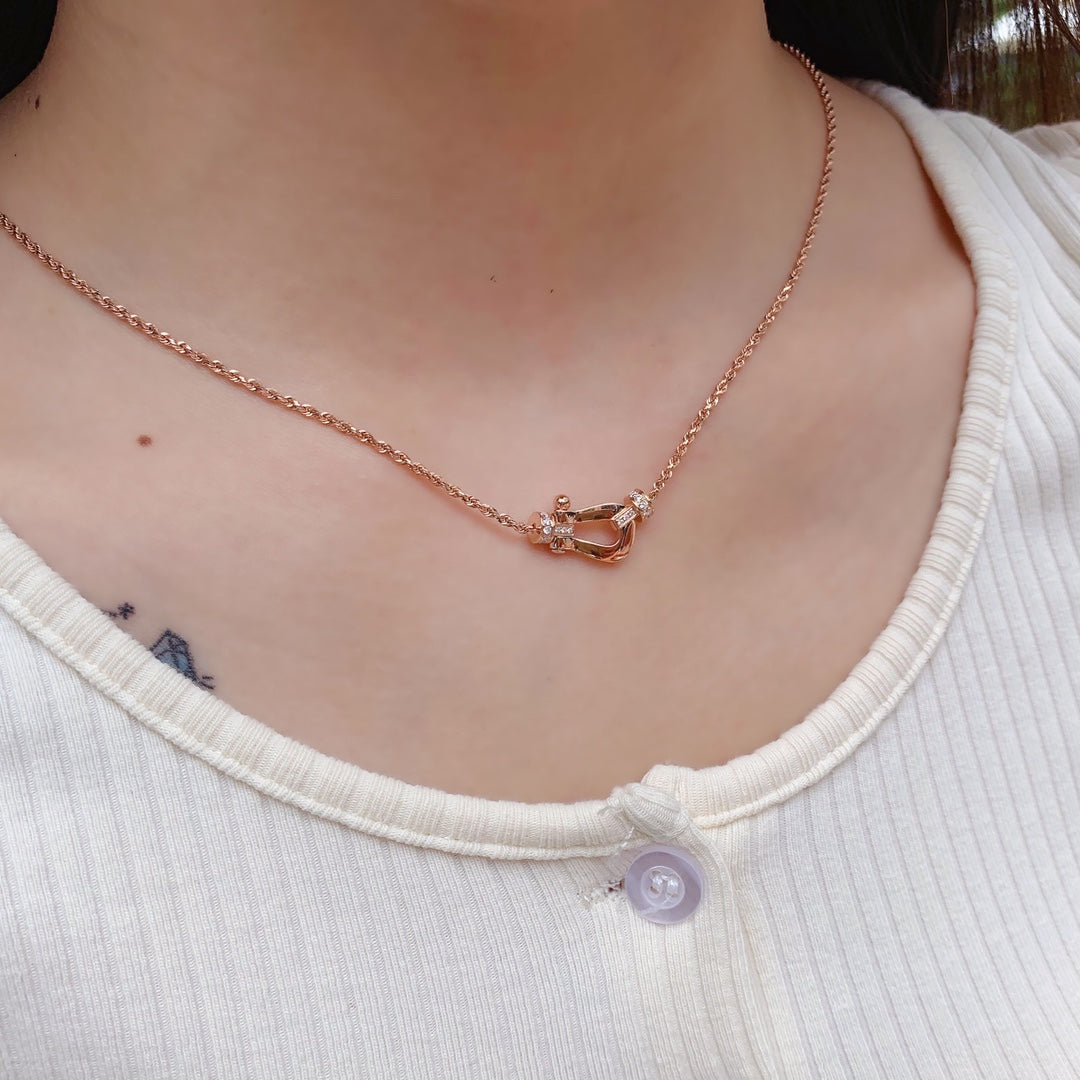 [Clover Jewelery]FORCE 10 PINK GOLD DIAMOND NECKLACE