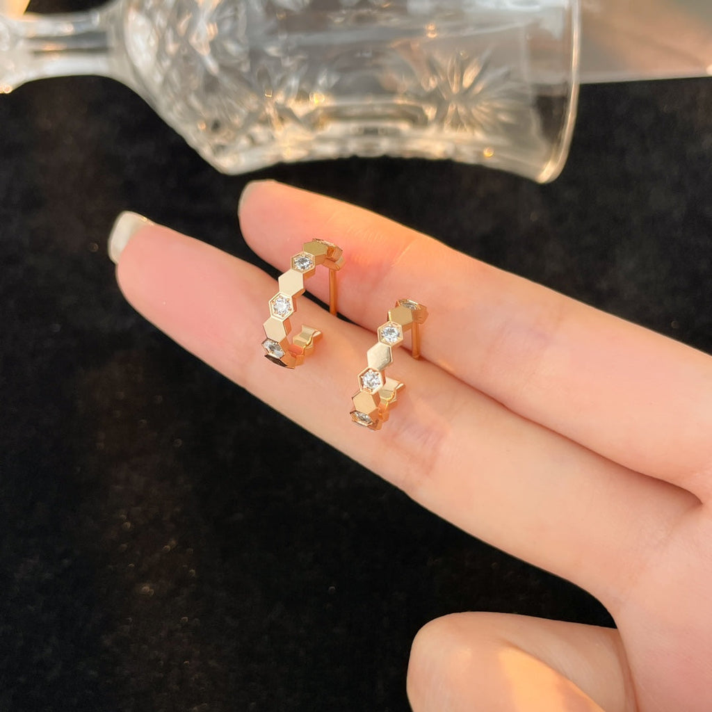 [Clover Jewelry]BEE LOVE DIAMOND HOOP EARRINGS