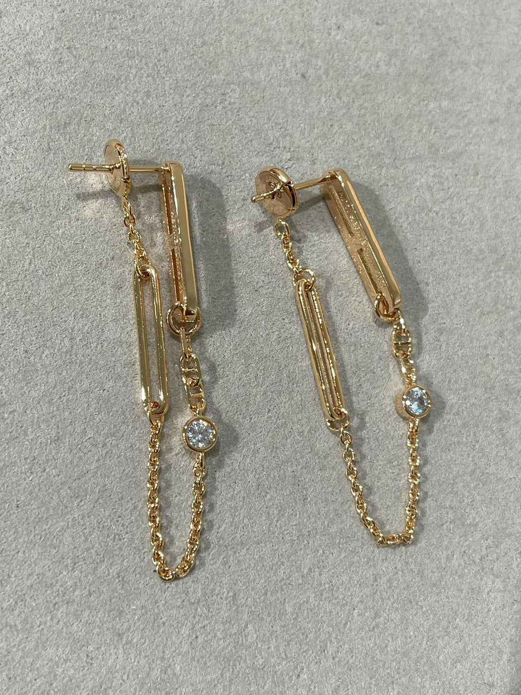 [Clover Jewelry]CHAINE CHAOS DIAMOND DROP OHRRINGE