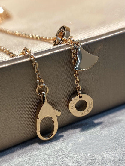 [Clover Jewelery]DREAM MALACHITE DIAMOND PAVED PINK GOLD NECKLACE