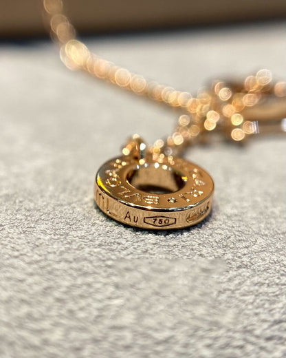 [Clover Jewelery]DREAM MALACHITE DIAMOND PAVED PINK GOLD NECKLACE