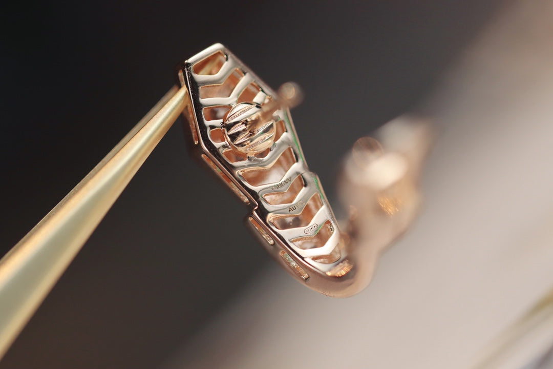 [Clover Jewelry]SERPENT PINK GOLD DIAMOND EARRINGS