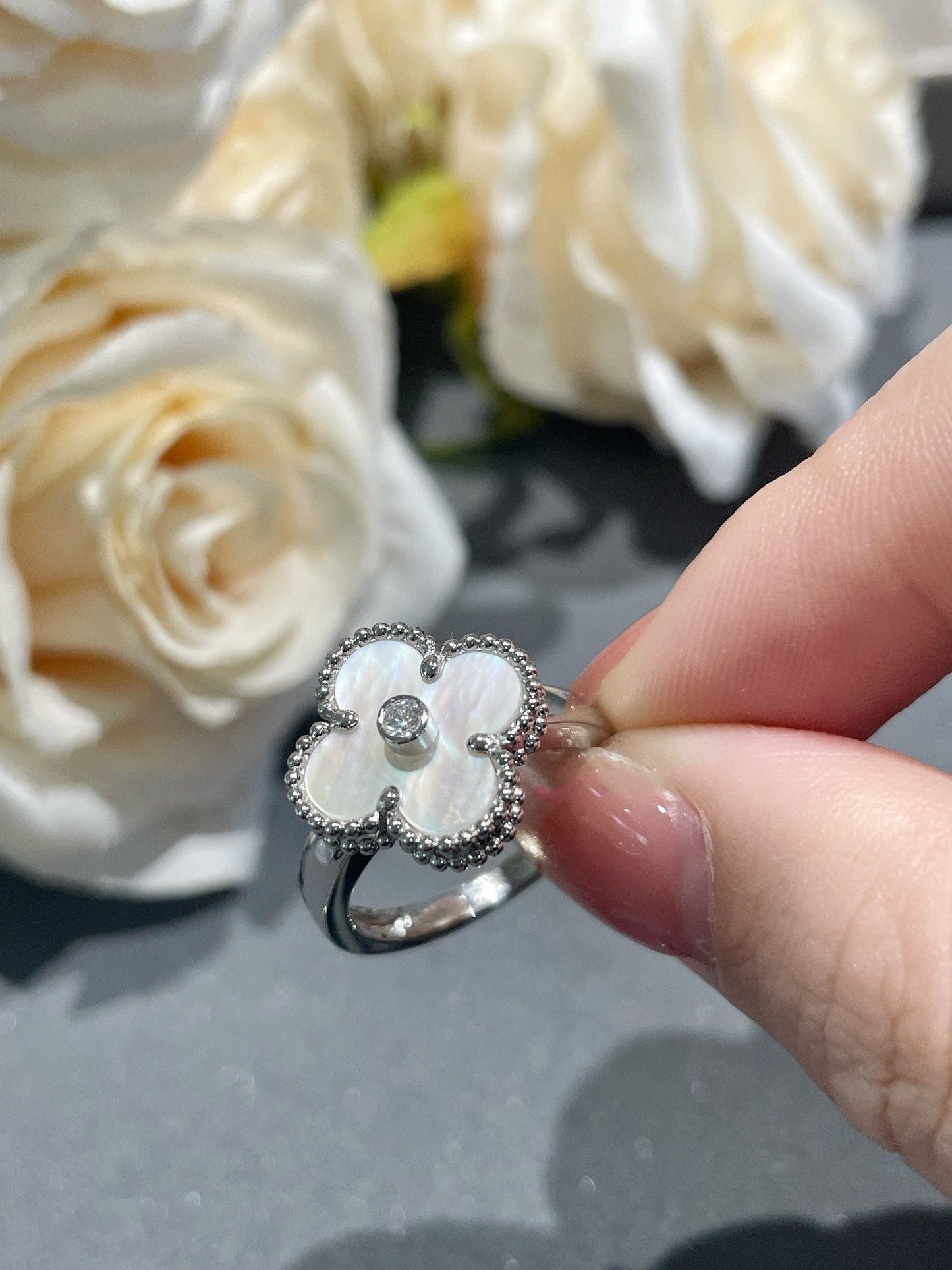 [Clover Jewelery]CLOVER SILVER MOP DIAMOND RING