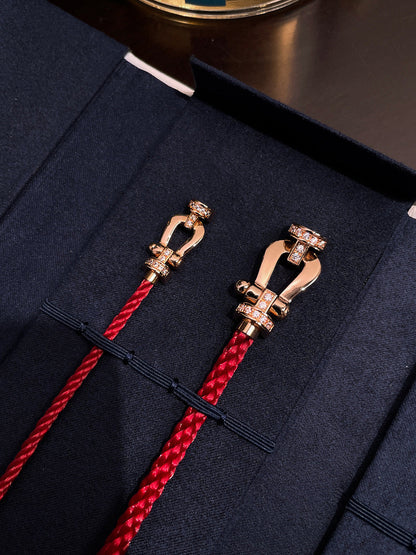 [Clover Jewelery]FORCE 10 HALF DIAMOND PINK GOLD RED CORDERI LARGE AND MEDIUM MODEL