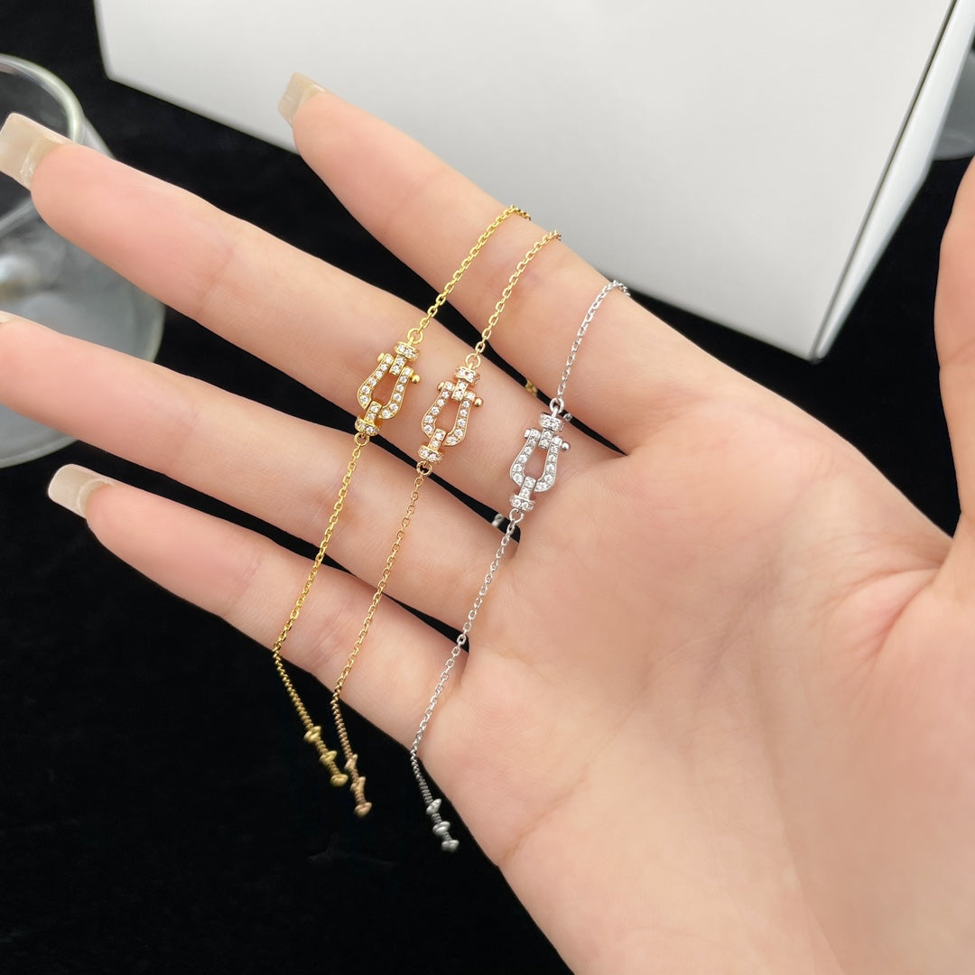 [Clover Jewelry]FORCE 10 FULL DIAMOND BUCKLE CHAIN LINK MINI MODEL