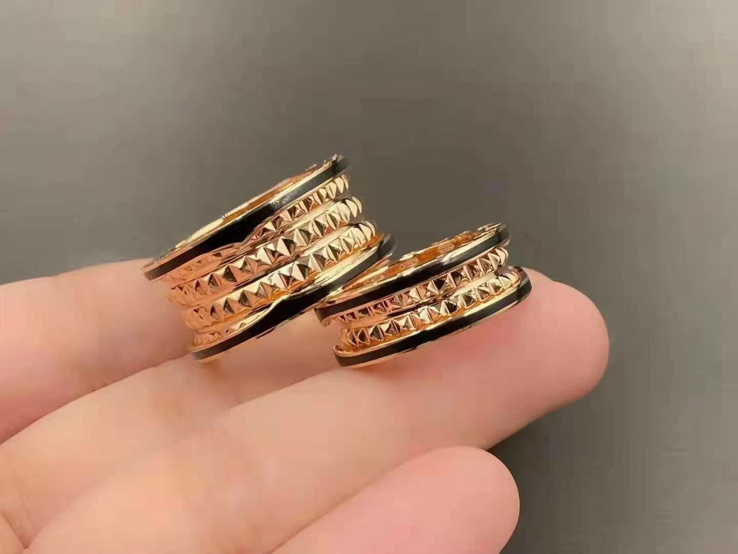 [Clover Jewellery]ZERO 1 ROCK SCHWARZE KERAMIK ROSA GOLD GROSSES MODELL