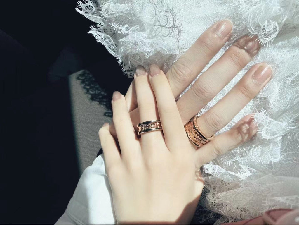 [Clover Jewelry]ZERO 1 ROCK SCHWARZ KERAMIK ROSÉGOLD GROSSES MODELL