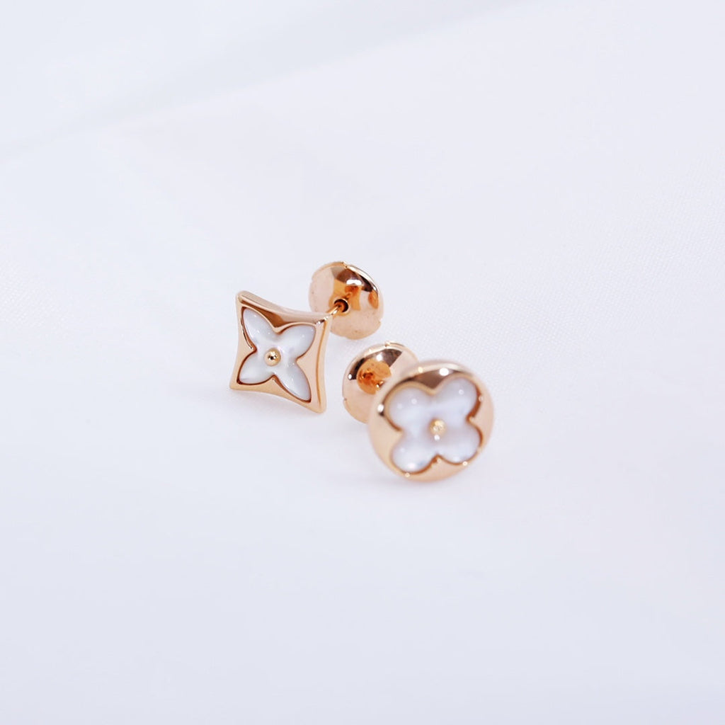[Clover Jewelry]星と太陽 ピンクゴールドMOP スタッドピアス