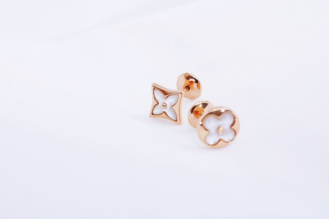 [Clover Jewelery]STAR AND SUN PINK GOLD MOP STUD EARRINGS