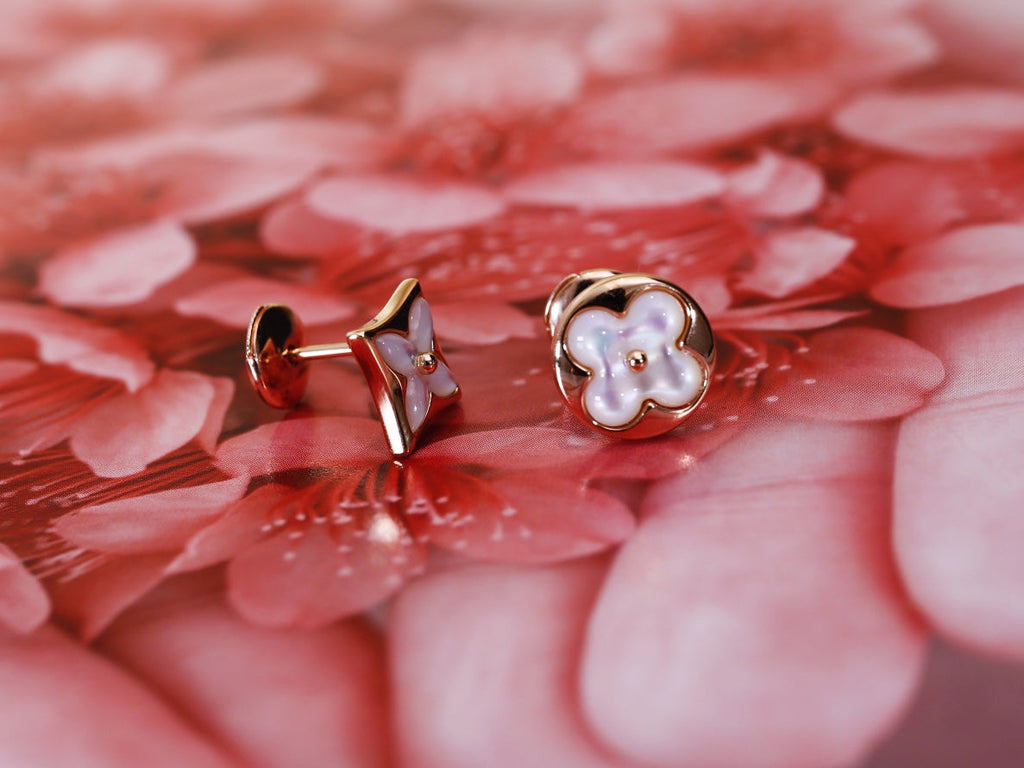 [Clover Jewelry]星と太陽 ピンクゴールドMOP スタッドピアス