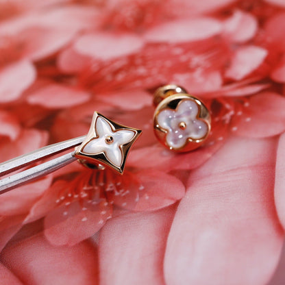 [Clover Jewelery]STAR AND SUN PINK GOLD MOP STUD EARRINGS